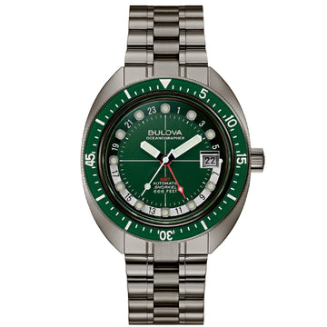 Orologio automatico Bulova Oceanographer GMT uomo acciaio grigio verde 41 mm 98B415-1