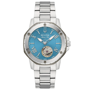Orologio meccanico donna Bulova Marine Star in acciaio quadrante azzurro 35mm 98L317-1