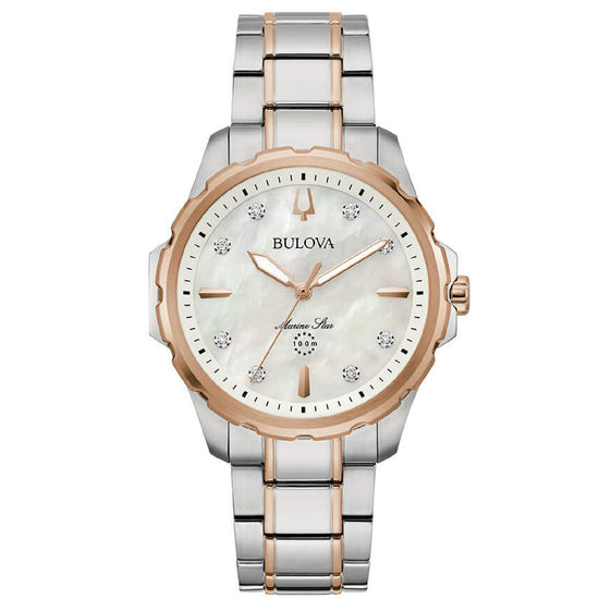 Orologio donna Bulova Marine Star in acciaio con madreperla e diamanti 36 mm 98P228-1