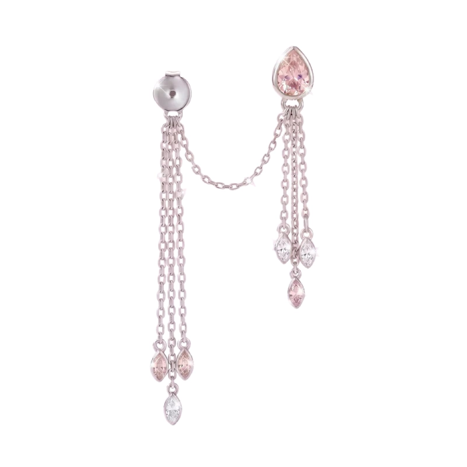 Orecchino Bond Amabile in argento e zirconi bianchi rosa MISURA UNICA