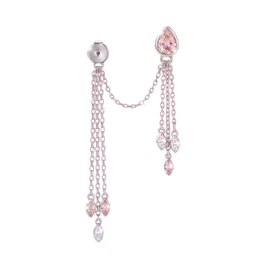 Orecchino Bond Amabile in argento e zirconi bianchi rosa MISURA UNICA