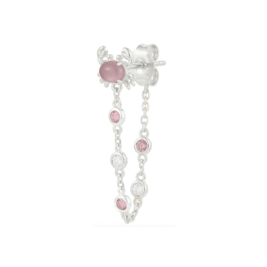 Orecchino singolo Amabile Bond Crabby argento e rosa MISURA UNICA