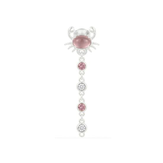 Orecchino singolo Amabile Bond Crabby argento e rosa MISURA UNICA