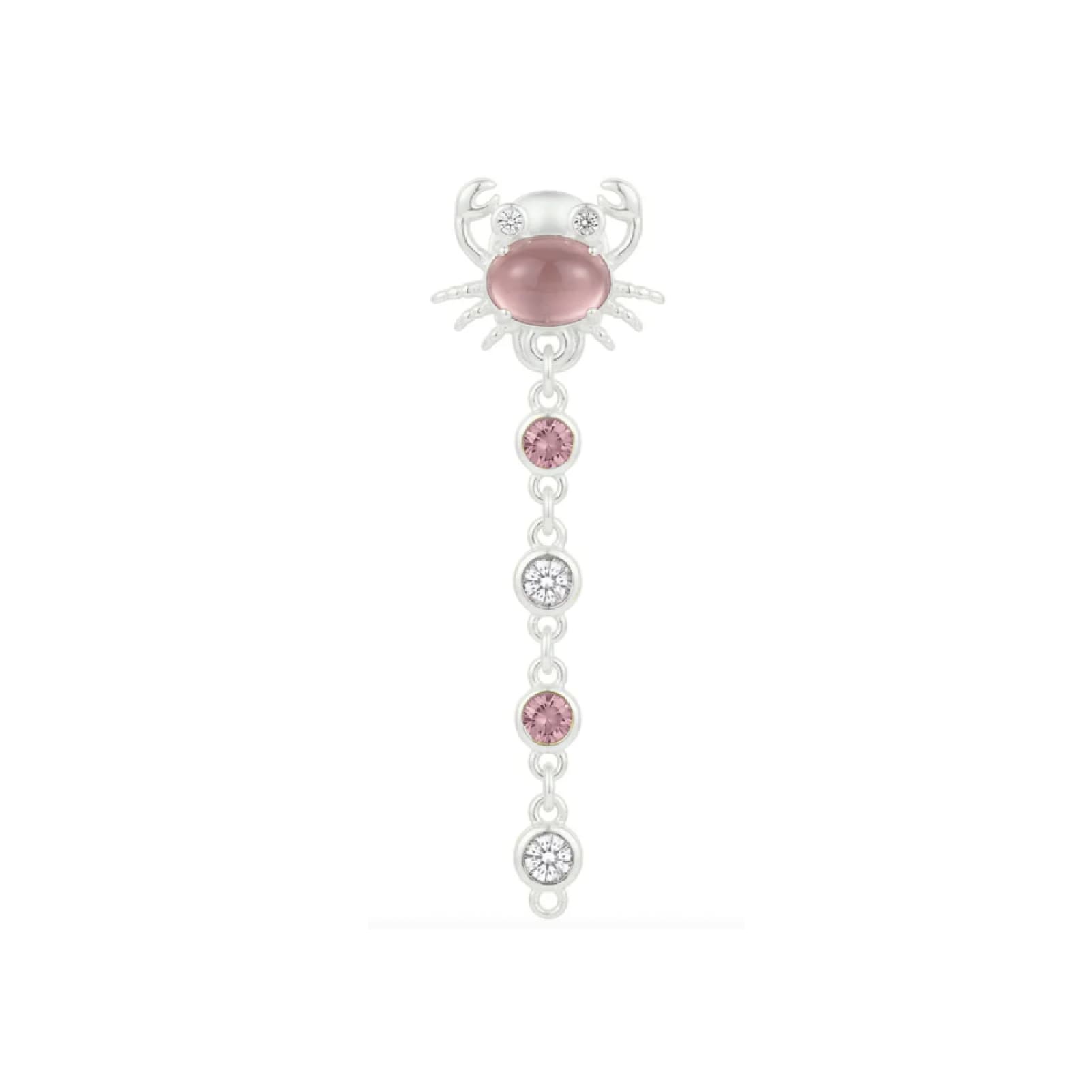 Orecchino singolo Amabile Bond Crabby argento e rosa MISURA UNICA