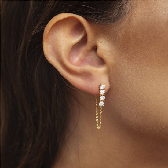 Orecchino Amabile Bond Light in argento dorato con zirconi MISURA UNICA