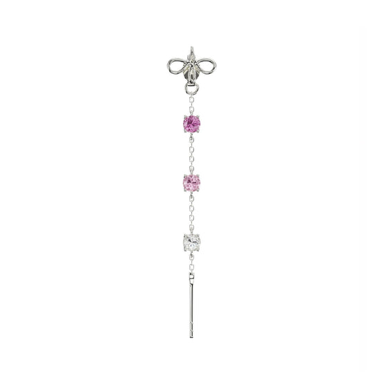 Orecchino Amabile Charmi in argento con logo e zirconi rosa MISURA UNICA