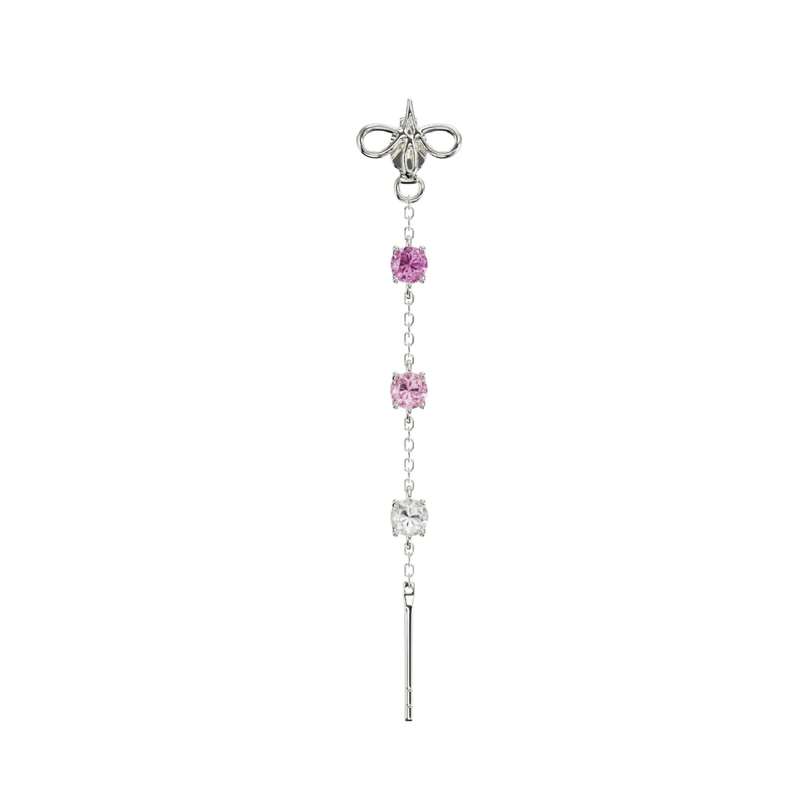 Orecchino Amabile Charmi in argento con logo e zirconi rosa MISURA UNICA