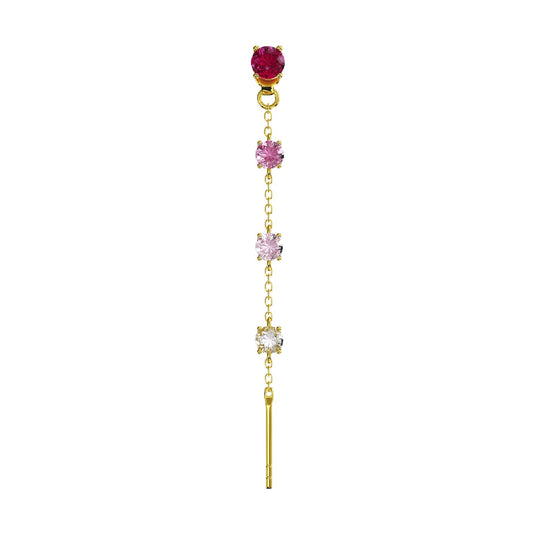 Orecchino Amabile Charmi Luce argento dorato e zirconi fucsia MISURA UNICA