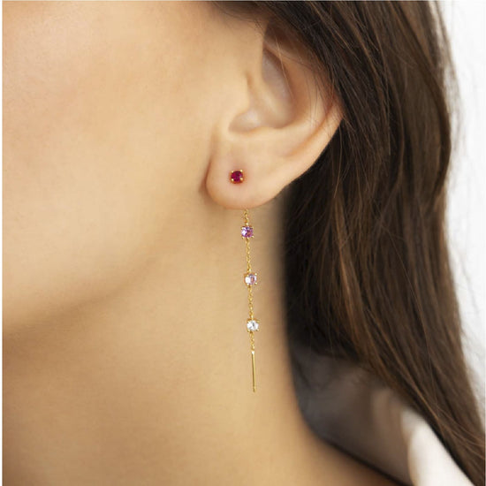 Orecchino Amabile Charmi Luce argento dorato e zirconi fucsia MISURA UNICA
