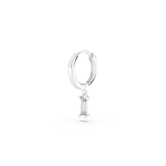 Orecchino Amabile Hoop Baguette in argento zircone bianco MISURA UNICA