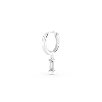 Orecchino Amabile Hoop Baguette in argento zircone bianco MISURA UNICA