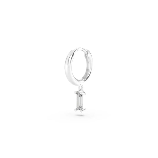 Orecchino Amabile Hoop Baguette in argento zircone bianco MISURA UNICA
