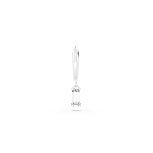 Orecchino Amabile Hoop Baguette in argento zircone bianco MISURA UNICA