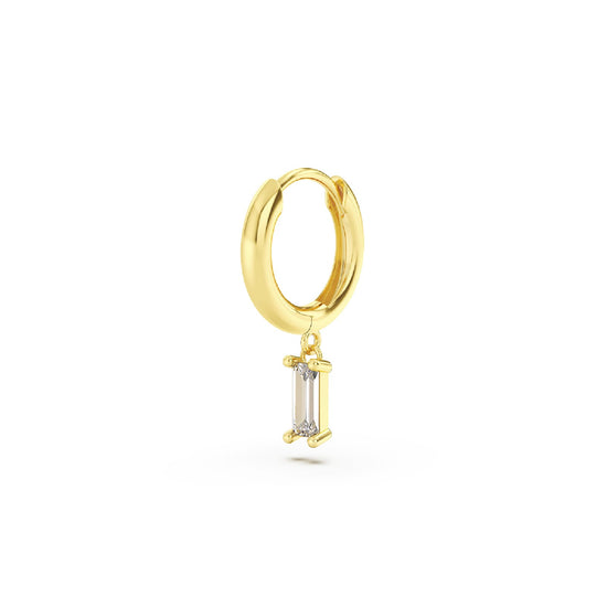 Orecchino Amabile Hoop Baguette in argento e zircone bianco MISURA UNICA