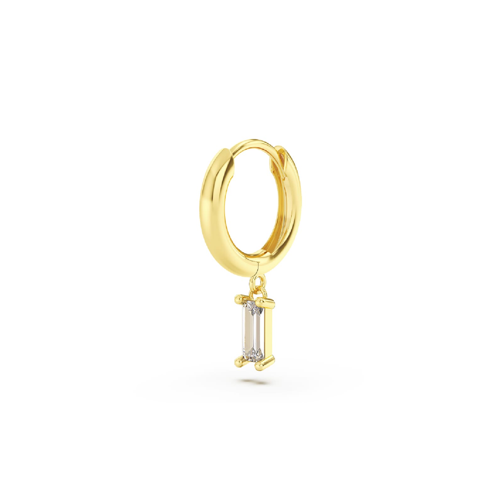 Orecchino Amabile Hoop Baguette in argento e zircone bianco MISURA UNICA