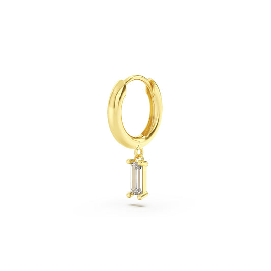 Orecchino Amabile Hoop Baguette in argento e zircone bianco MISURA UNICA