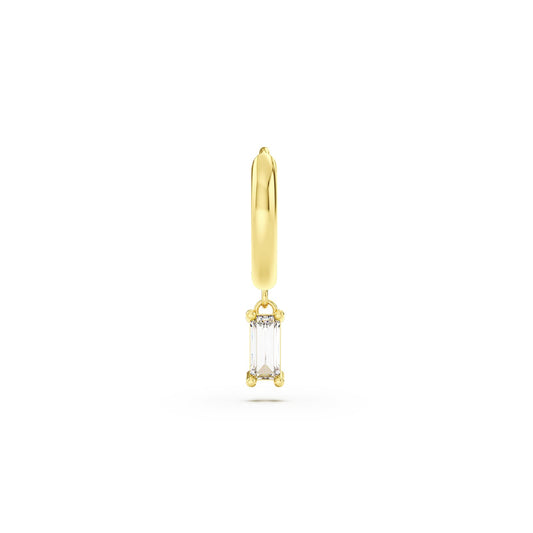 Orecchino Amabile Hoop Baguette in argento e zircone bianco MISURA UNICA