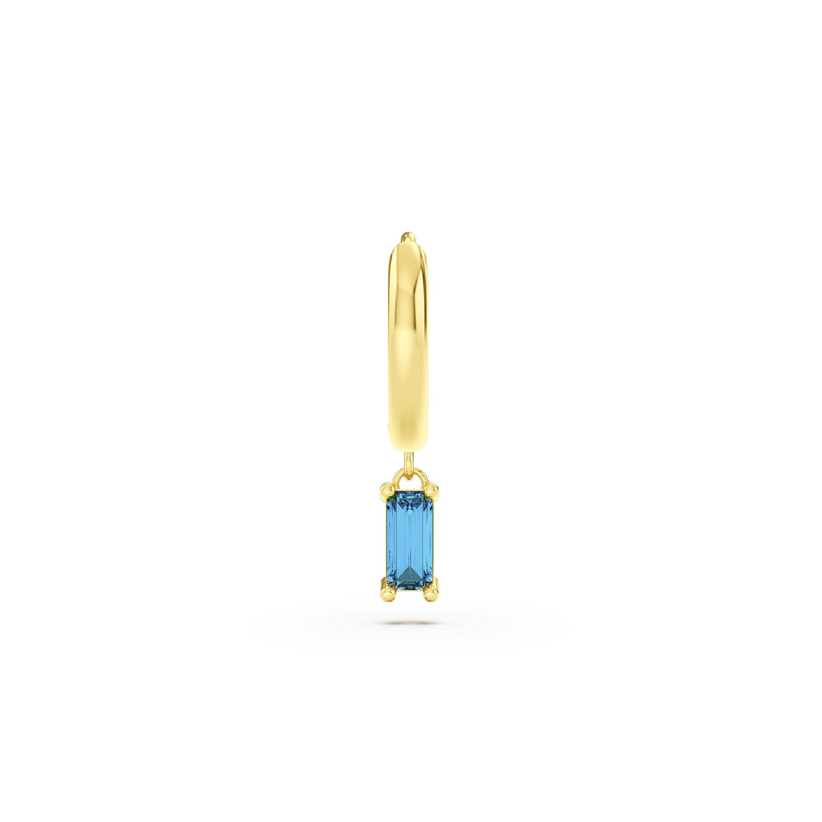 Orecchino Amabile Hoop Baguette dorato con zircone azzurro MISURA UNICA