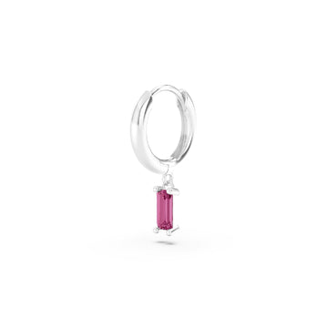 Orecchino Amabile Hoop Baguette in argento e zircone fucsia MISURA UNICA