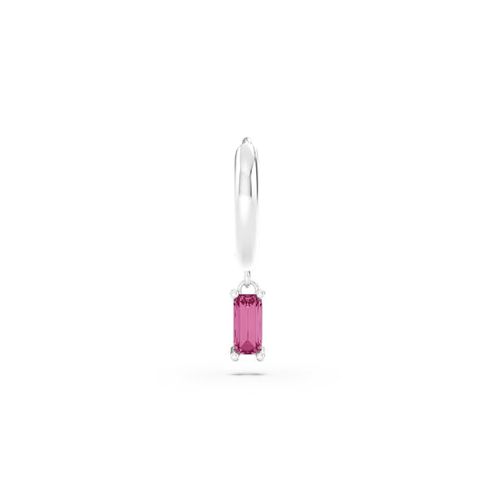 Orecchino Amabile Hoop Baguette in argento e zircone fucsia MISURA UNICA