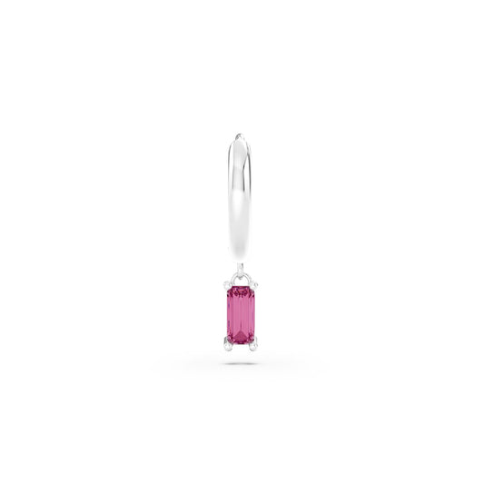 Orecchino Amabile Hoop Baguette in argento e zircone fucsia MISURA UNICA