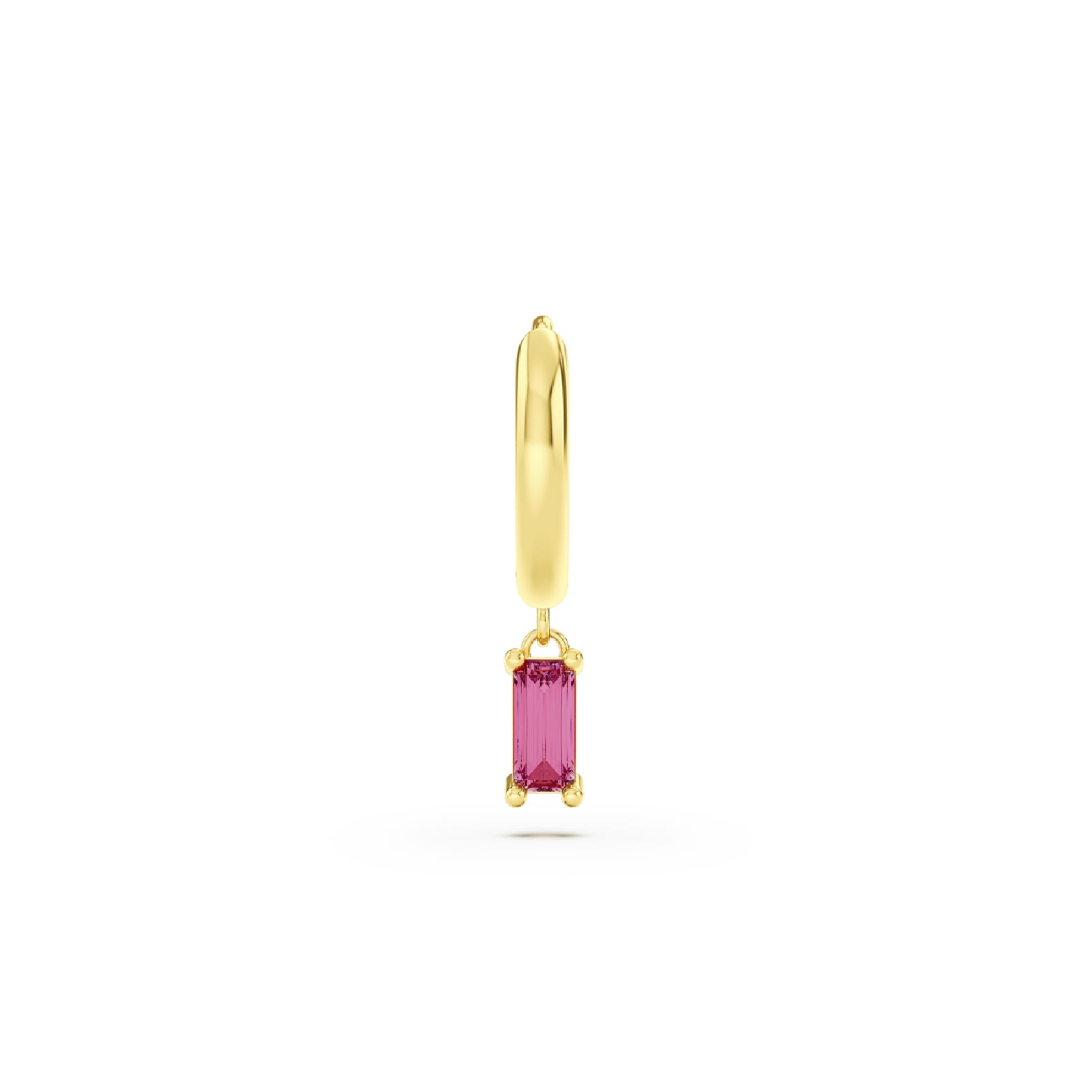 Orecchino Amabile Hoop Baguette dorato ccon zircone fucsia MISURA UNICA