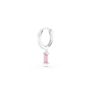 Orecchino Amabile Hoop Baguette in argento zircone rosa MISURA UNICA