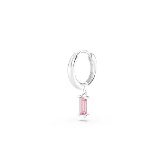 Orecchino Amabile Hoop Baguette in argento zircone rosa MISURA UNICA