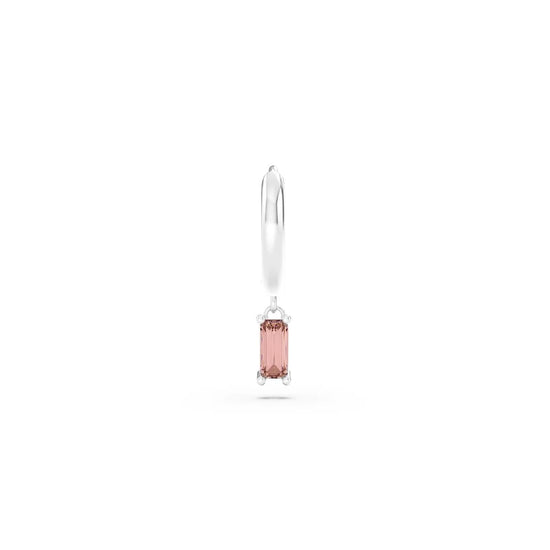 Orecchino Amabile Hoop Baguette in argento zircone rosa MISURA UNICA