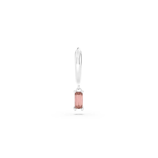 Orecchino Amabile Hoop Baguette in argento zircone rosa MISURA UNICA