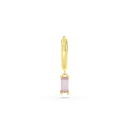 Orecchino singolo Amabile Hoop Baguette oro e rosa MISURA UNICA