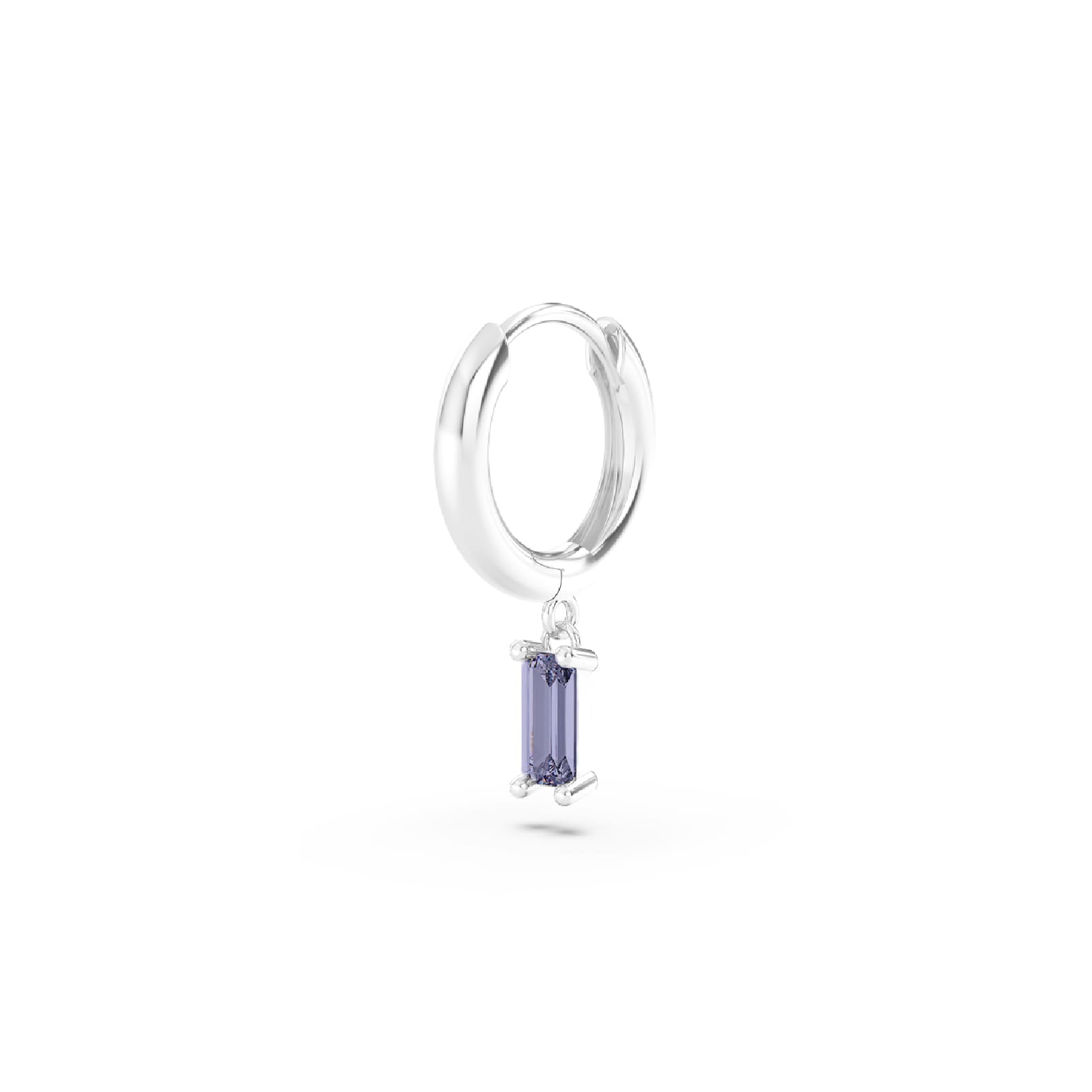 Orecchino Amabile Hoop Baguette in argento e zircone lilla MISURA UNICA