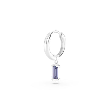 Orecchino Amabile Hoop Baguette in argento e zircone lilla MISURA UNICA
