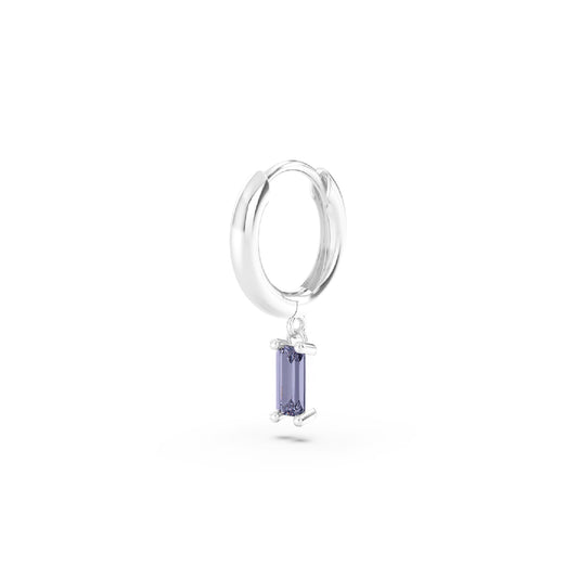 Orecchino Amabile Hoop Baguette in argento e zircone lilla MISURA UNICA
