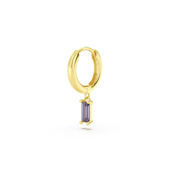 Orecchino Amabile Hoop Baguette dorato ccon zircone lilla MISURA UNICA