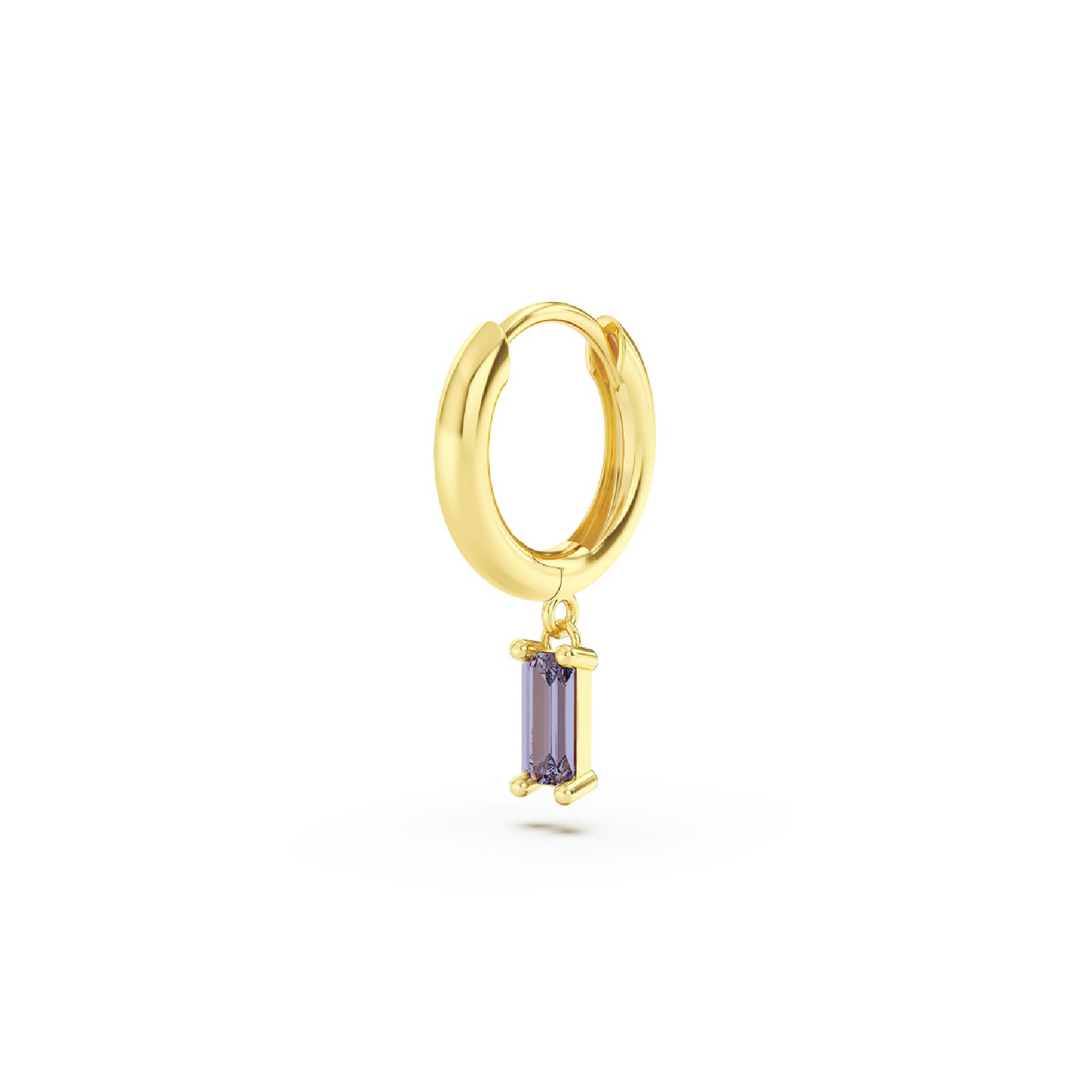 Orecchino Amabile Hoop Baguette dorato ccon zircone lilla MISURA UNICA