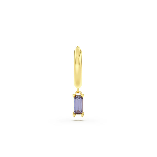 Orecchino Amabile Hoop Baguette dorato ccon zircone lilla MISURA UNICA