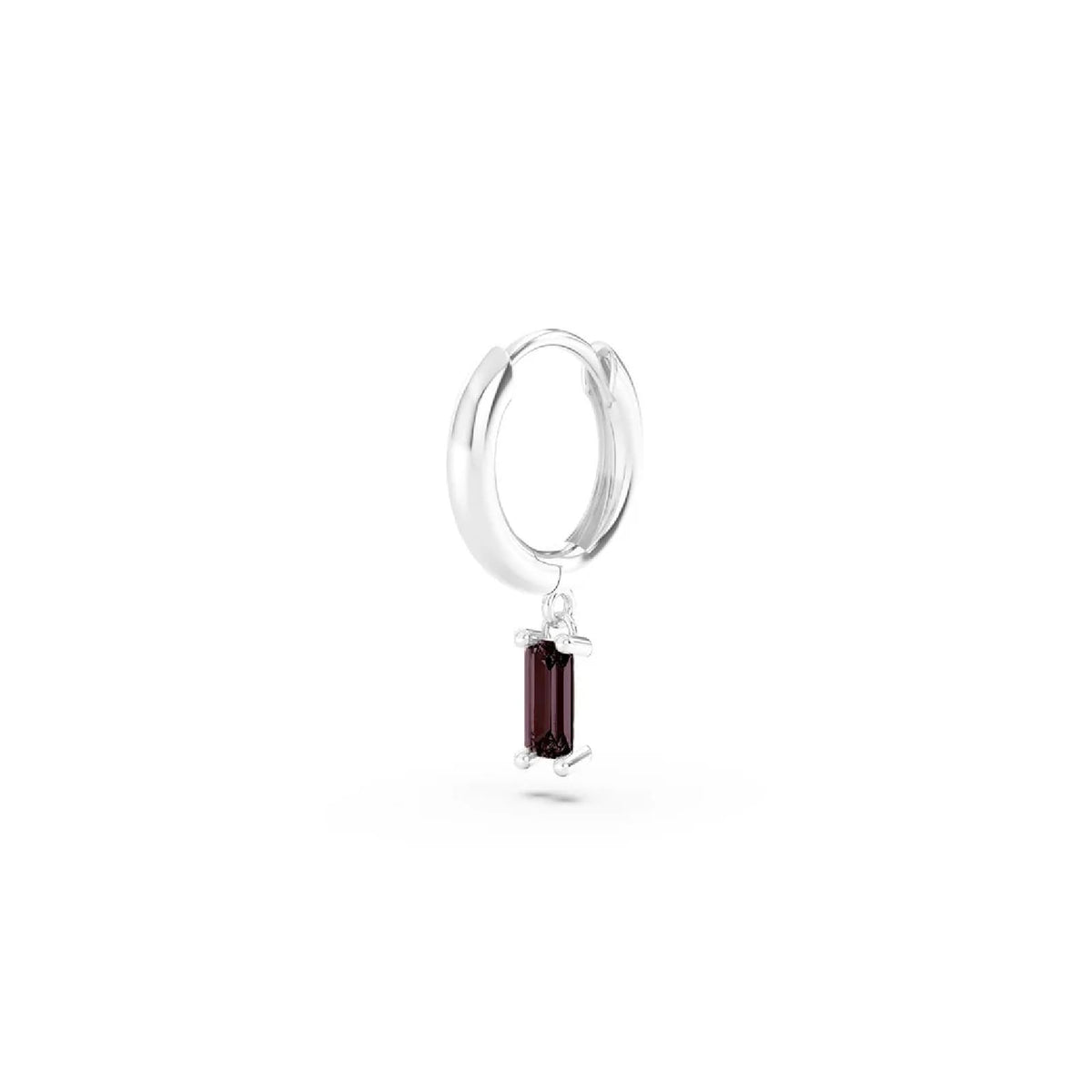 Orecchino Amabile Hoop Baguette in argento zircone marrone MISURA UNICA