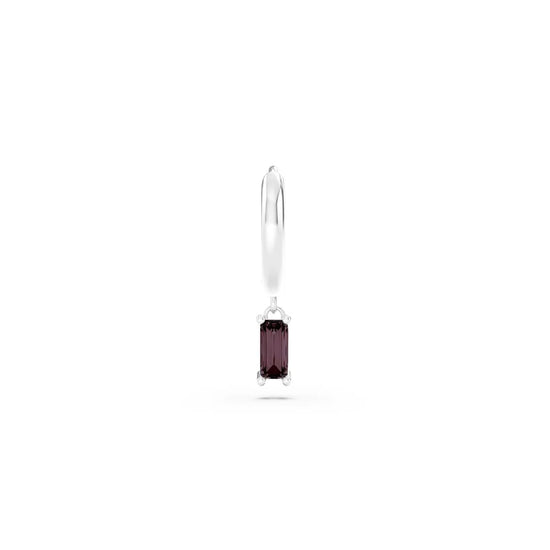 Orecchino Amabile Hoop Baguette in argento zircone marrone MISURA UNICA