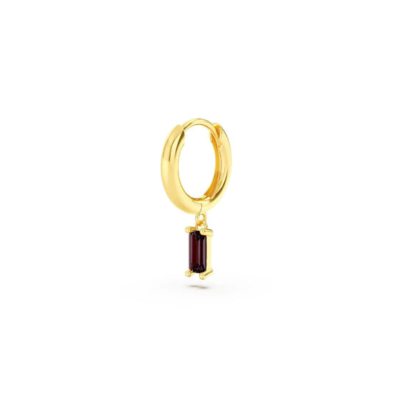 Orecchino Amabile Hoop Baguette in argento dorato e marrone MISURA UNICA