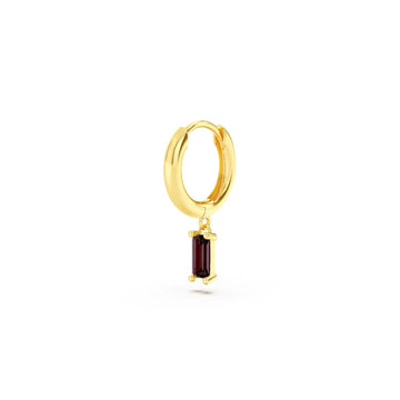 Orecchino Amabile Hoop Baguette in argento dorato e marrone MISURA UNICA