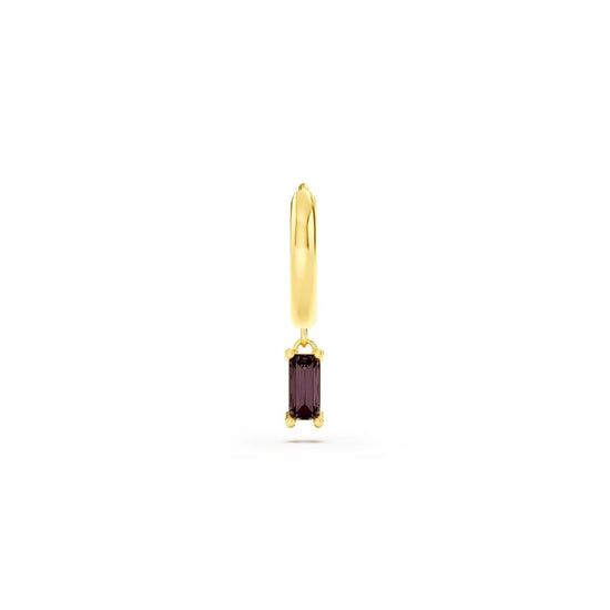 Orecchino Amabile Hoop Baguette in argento dorato e marrone MISURA UNICA
