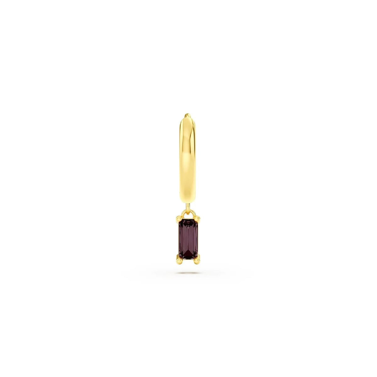 Orecchino Amabile Hoop Baguette in argento dorato e marrone MISURA UNICA