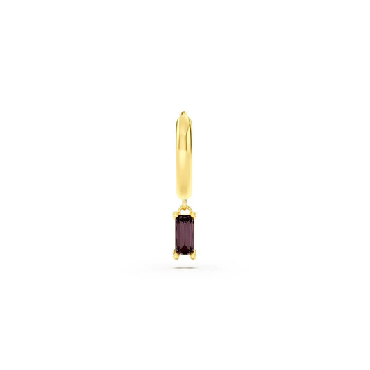 Orecchino Amabile Hoop Baguette in argento dorato e marrone MISURA UNICA