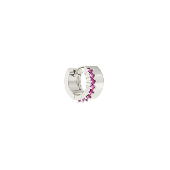 Orecchino Amabile Hoop Chérie destro argento e zirconi fucsia MISURA UNICA