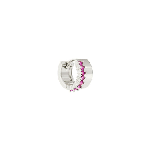 Orecchino Amabile Hoop Chérie destro argento e zirconi fucsia MISURA UNICA