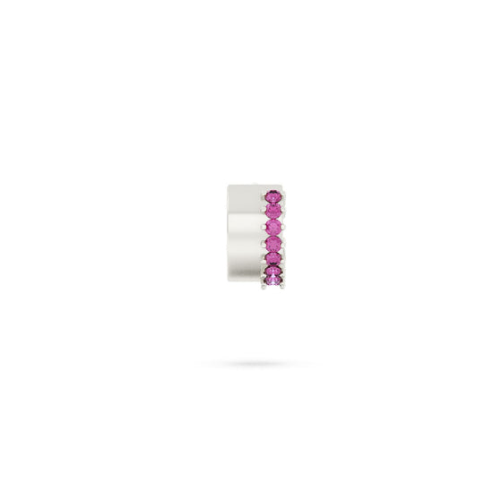 Orecchino Amabile Hoop Chérie sinistro argento e zirconi fucsia MISURA UNICA