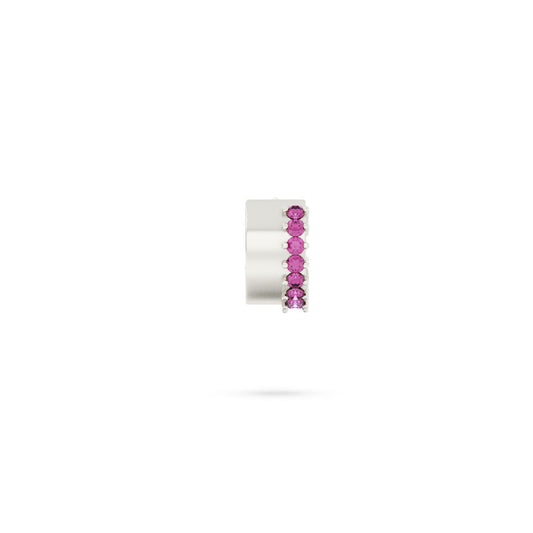 Orecchino Amabile Hoop Chérie sinistro argento e zirconi fucsia MISURA UNICA