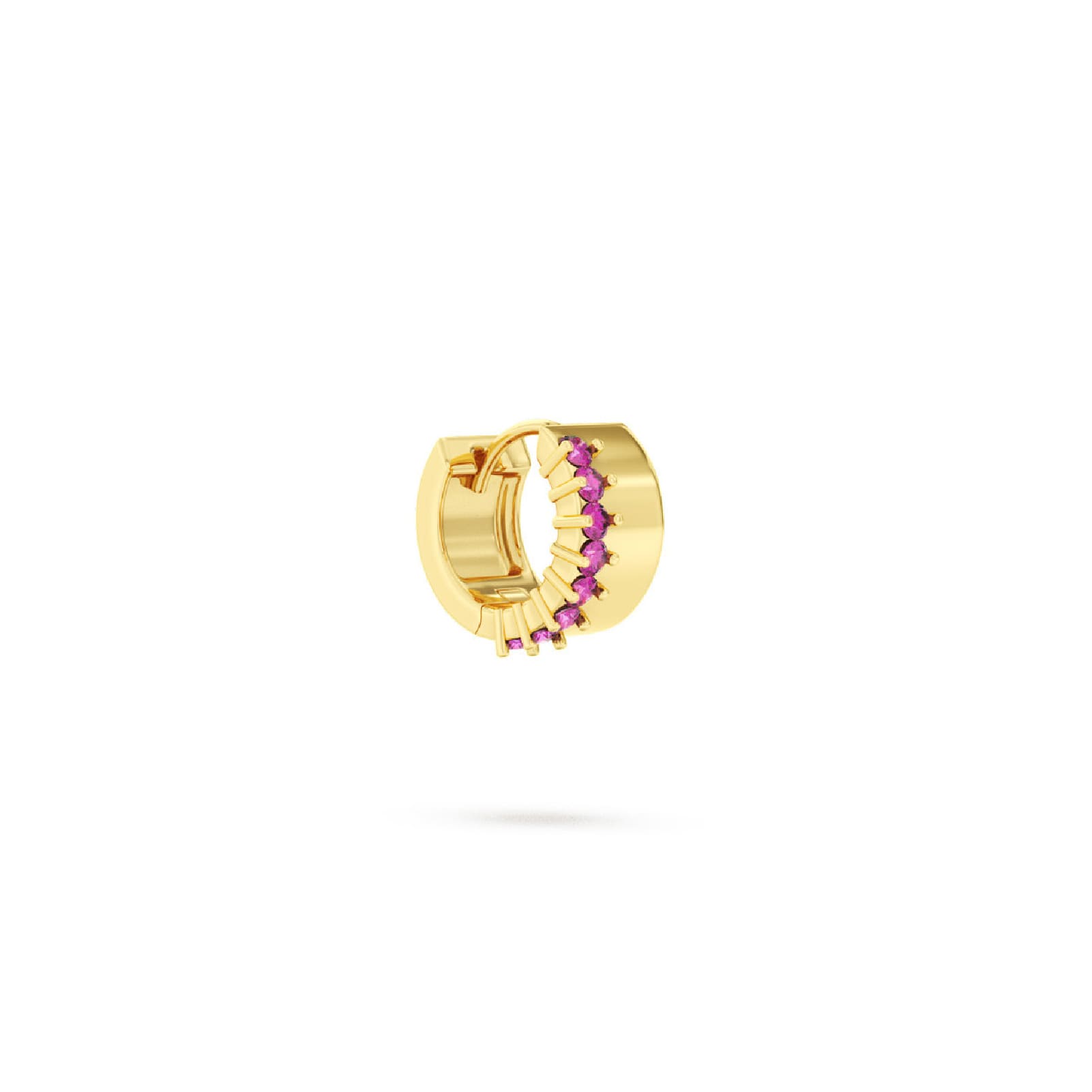 Orecchino Amabile Hoop Chérie destro dorato con zirconi fucsia MISURA UNICA