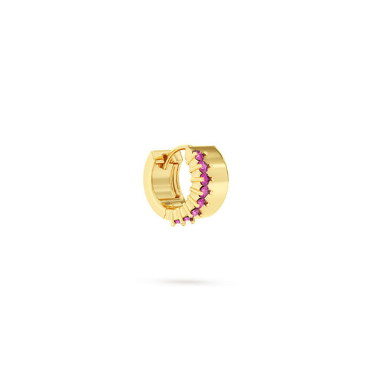 Orecchino Amabile Hoop Chérie destro dorato con zirconi fucsia MISURA UNICA